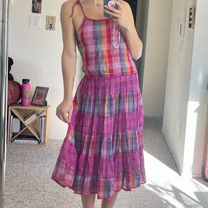 Vintage Plaid Maxi Prairie Dress